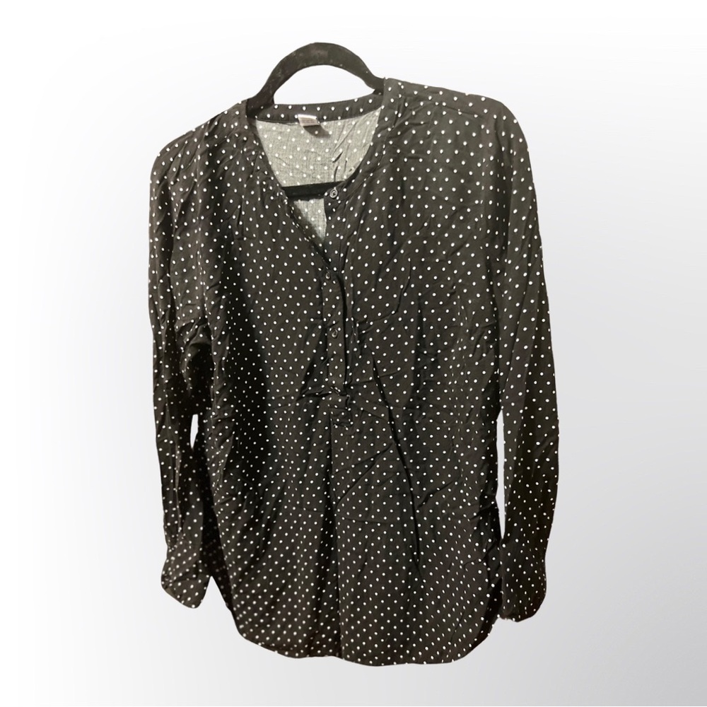 Old Navy black and white Polka Dot Popover Blouse